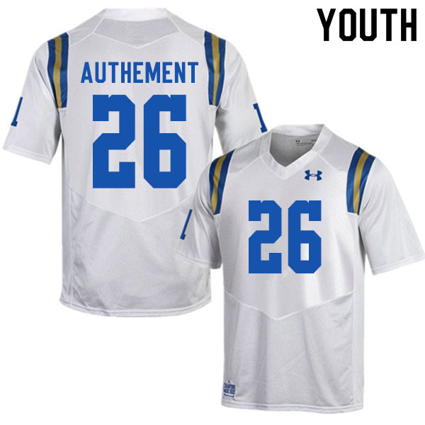 Youth #26 Ashton Authement UCLA Bruins College Football Jerseys Sale-White - Click Image to Close